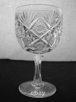 American Brilliant Cut Glass 1876-1916 Set 6 Holland by Hawkes wine stems
