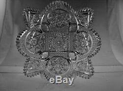 American Brilliant Cut Glass Antique Crystal Jewel Pattern By Meriden Square