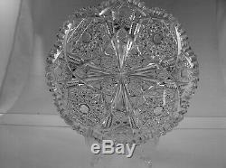 American Brilliant Cut Glass Antique Crystal Jeweled Center Hobstar Low Bowl