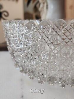 American Brilliant Cut Glass Bowl, Russian Pattern Antique Crystal
