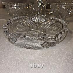 American Brilliant Cut Glass Crystal Full 10 Piece Set Rare Antique Find