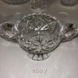 American Brilliant Cut Glass Crystal Full 10 Piece Set Rare Antique Find