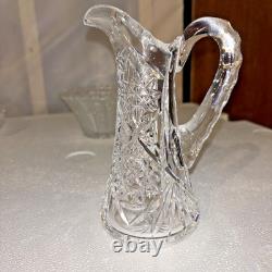 American Brilliant Cut Glass Crystal Full 10 Piece Set Rare Antique Find