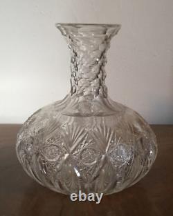 American Brilliant Cut Glass Crystal Water Carafe Wine Decanter 19th century