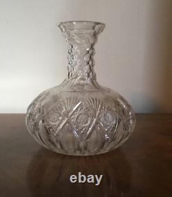 American Brilliant Cut Glass Crystal Water Carafe Wine Decanter 19th century