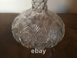 American Brilliant Cut Glass Crystal Water Carafe Wine Decanter 19th century