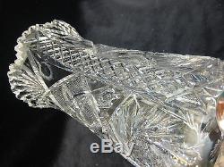 American Brilliant Cut Glass Crystal With 3 Legs Vase, Rare Shape, 10 Tall X 5 W