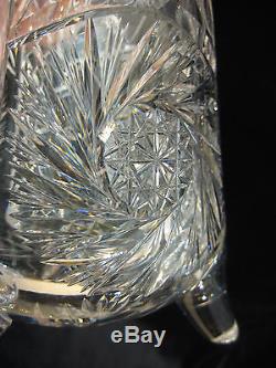 American Brilliant Cut Glass Crystal With 3 Legs Vase, Rare Shape, 10 Tall X 5 W