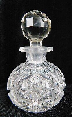 American Brilliant Cut Glass-Lidded Perfume/Cologne Bottle-Signed Tuthill 5