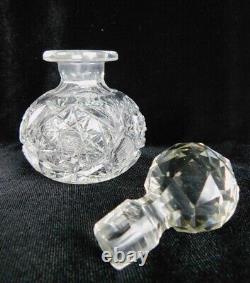 American Brilliant Cut Glass-Lidded Perfume/Cologne Bottle-Signed Tuthill 5