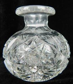 American Brilliant Cut Glass-Lidded Perfume/Cologne Bottle-Signed Tuthill 5