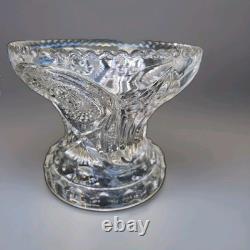 American Brilliant Cut Glass Pedestal Punch Bowl 14 Libbey Style Cut Crystal