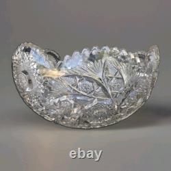 American Brilliant Cut Glass Pedestal Punch Bowl 14 Libbey Style Cut Crystal