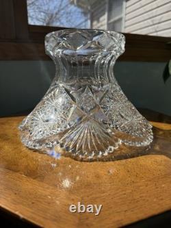 American Brilliant Cut Glass Pedestal Punch Bowl 14 Libbey Style Cut Crystal