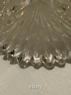 American Brilliant Cut Glass Pedestal Punch Bowl 14 Libbey Style Cut Crystal