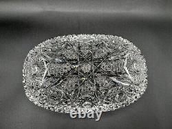 American Brilliant Cut Glass-Propeller By Parsche For Marshall Fields-Oval Bowl
