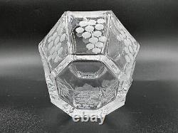 American Brilliant Cut Glass-Sinclaire-Eight Sided Sugar Bowl withEngraved Grapes