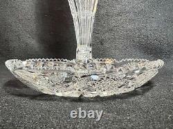 American Brilliant Cut Glass-Single Lily Epergne-Strawberry Diamond-Hobstar 13