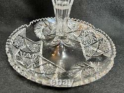 American Brilliant Cut Glass-Single Lily Epergne-Strawberry Diamond-Hobstar 13