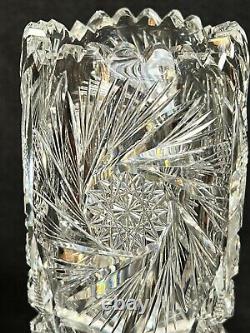 American Brilliant Cut Glass-Single Lily Epergne-Strawberry Diamond-Hobstar 13