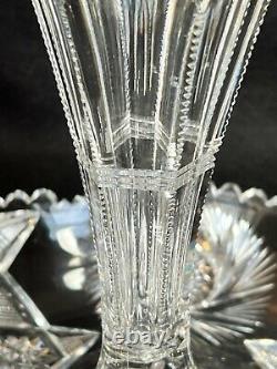 American Brilliant Cut Glass-Single Lily Epergne-Strawberry Diamond-Hobstar 13