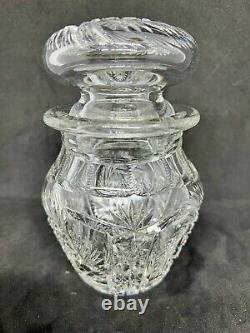 American Brilliant Cut Glass-Stunning 6 Lidded Jar/Humidor-Prisms & Pinwheels