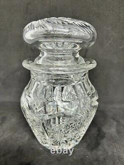 American Brilliant Cut Glass-Stunning 6 Lidded Jar/Humidor-Prisms & Pinwheels