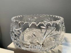 American Brilliant Hand-Cut Crystal Bowl with Sawtooth Rim