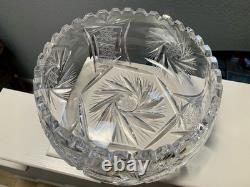 American Brilliant Hand-Cut Crystal Bowl with Sawtooth Rim