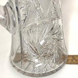 American Brilliant PINWHEEL Water Pitcher Cut Crystal Glass 11 -7/8 Vintage