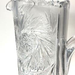 American Brilliant PINWHEEL Water Pitcher Cut Crystal Glass 11 -7/8 Vintage