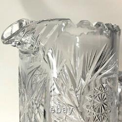 American Brilliant PINWHEEL Water Pitcher Cut Crystal Glass 11 -7/8 Vintage