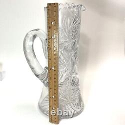 American Brilliant PINWHEEL Water Pitcher Cut Crystal Glass 11 -7/8 Vintage