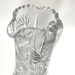 American Brilliant PINWHEEL Water Pitcher Cut Crystal Glass 11 -7/8 Vintage