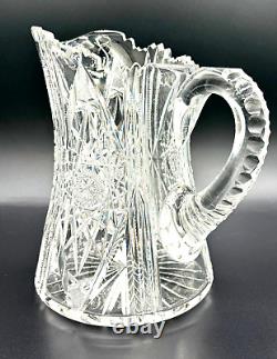 American Brilliant Period ABP Crystal Cut Glass Period Water Pitcher Antique 8