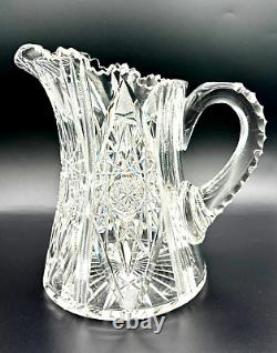 American Brilliant Period ABP Crystal Cut Glass Period Water Pitcher Antique 8