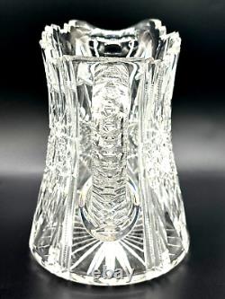 American Brilliant Period ABP Crystal Cut Glass Period Water Pitcher Antique 8