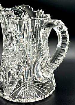 American Brilliant Period ABP Crystal Cut Glass Period Water Pitcher Antique 8