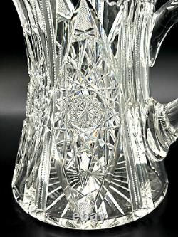 American Brilliant Period ABP Crystal Cut Glass Period Water Pitcher Antique 8