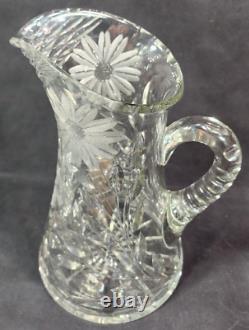 American Brilliant Period ABP Cut Crystal Glass Pitcher WIne Ewer 10.5 PRISTINE