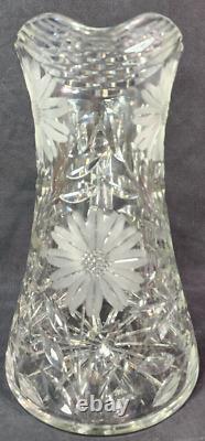 American Brilliant Period ABP Cut Crystal Glass Pitcher WIne Ewer 10.5 PRISTINE