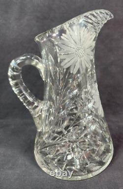 American Brilliant Period ABP Cut Crystal Glass Pitcher WIne Ewer 10.5 PRISTINE