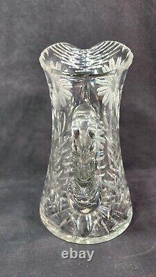 American Brilliant Period ABP Cut Crystal Glass Pitcher WIne Ewer 10.5 PRISTINE