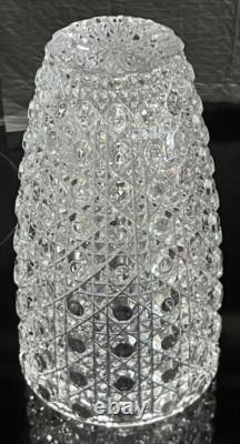 American Brilliant Period ABP Cut Crystal Glass Vase Buttons & Diamonds 8.25 T