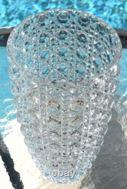 American Brilliant Period ABP Cut Crystal Glass Vase Buttons & Diamonds 8.25 T