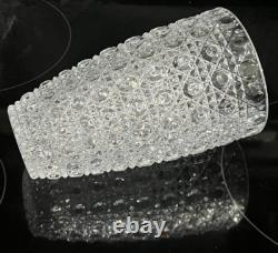 American Brilliant Period ABP Cut Crystal Glass Vase Buttons & Diamonds 8.25 T