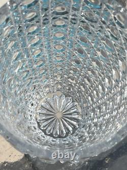 American Brilliant Period ABP Cut Crystal Glass Vase Buttons & Diamonds 8.25 T