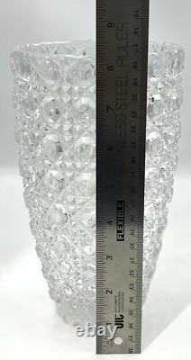 American Brilliant Period ABP Cut Crystal Glass Vase Buttons & Diamonds 8.25 T