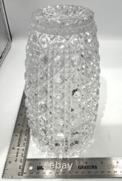 American Brilliant Period ABP Cut Crystal Glass Vase Buttons & Diamonds 8.25 T