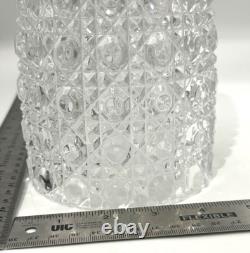 American Brilliant Period ABP Cut Crystal Glass Vase Buttons & Diamonds 8.25 T